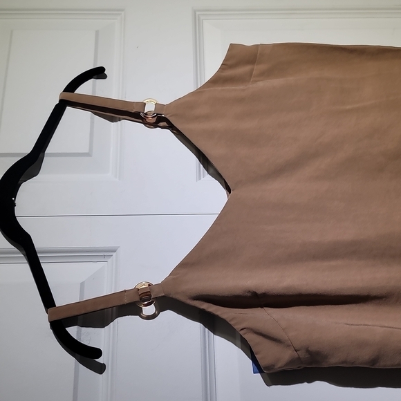 TOPSHOP Ring Detail Spaghetti Strap Cami Tank Tan Top - Picture 4 of 10